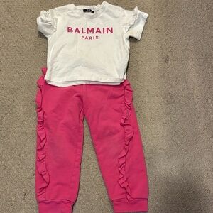 Balmain Pink Ruffle Joggers